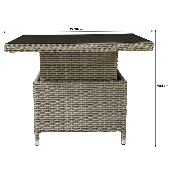 Dellonda Chester Rattan Wicker Adjustable-Height Outdoor Dining Table