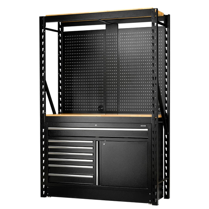 BUNKER 14 Piece Modular Storage Combo 2 Tier Racking with Hardwood Shelving