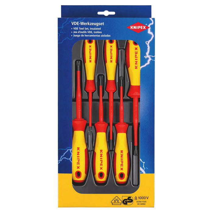 KNIPEX 00 20 12 V05 VDE PlusMinus/Slotted Screwdriver Set, 6 Parts