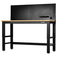 bunker® Workbench with Hardwood Worktop and Power pegboard 1550-1830mm