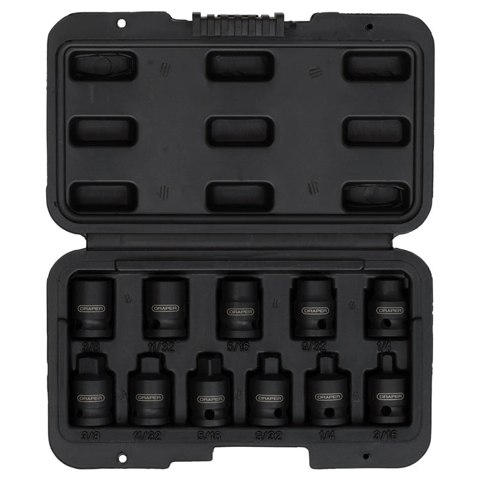 Draper Impact Pipe Plug Socket Set, 3/8" Sq. Dr. (11 Piece) - LWNS11-B