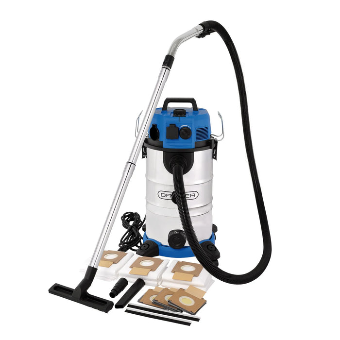 Draper 110-230V M-Class Dust Extractor, Wet and Dry Vacuum Cleaner with Power
