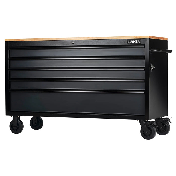 BUNKER 5 Drawer Workbench Roller Tool Cabinet, 61", Grey - B100-61G5D