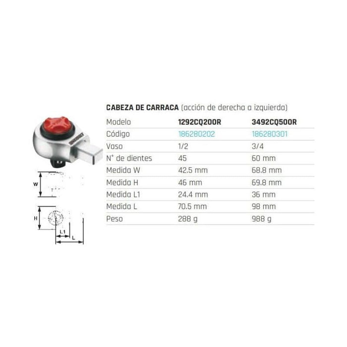 Teng Tools 3/4" Insert Ratchet Head 45 Teeth 14 x 18mm Teng Tools - Town Tools 