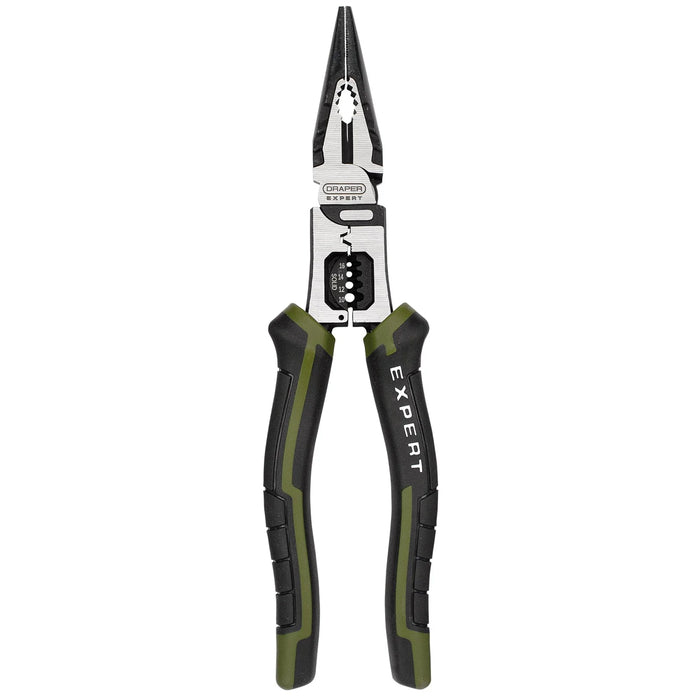 Draper Expert Long Nose Pliers with Wire Stripper, 200mm - PL-EX/LPWS-200