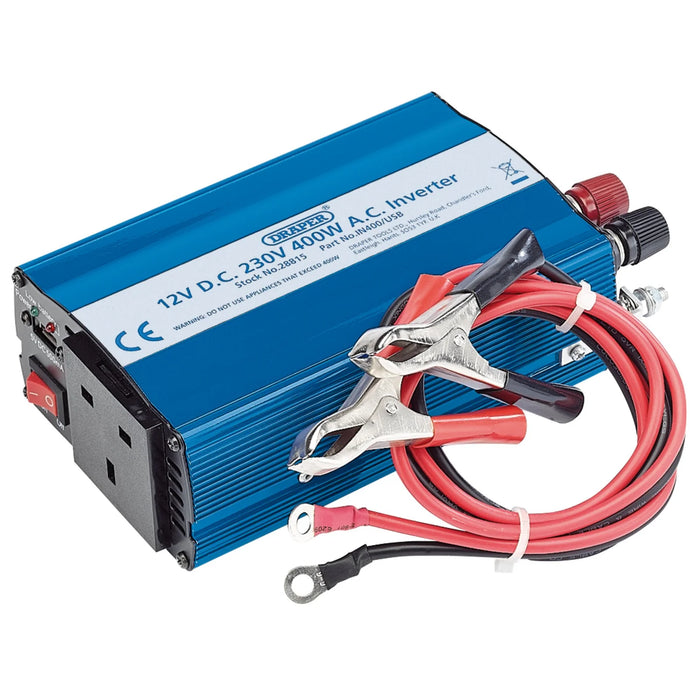 Draper 12V DC-AC Inverter, 400W - IN400/USB