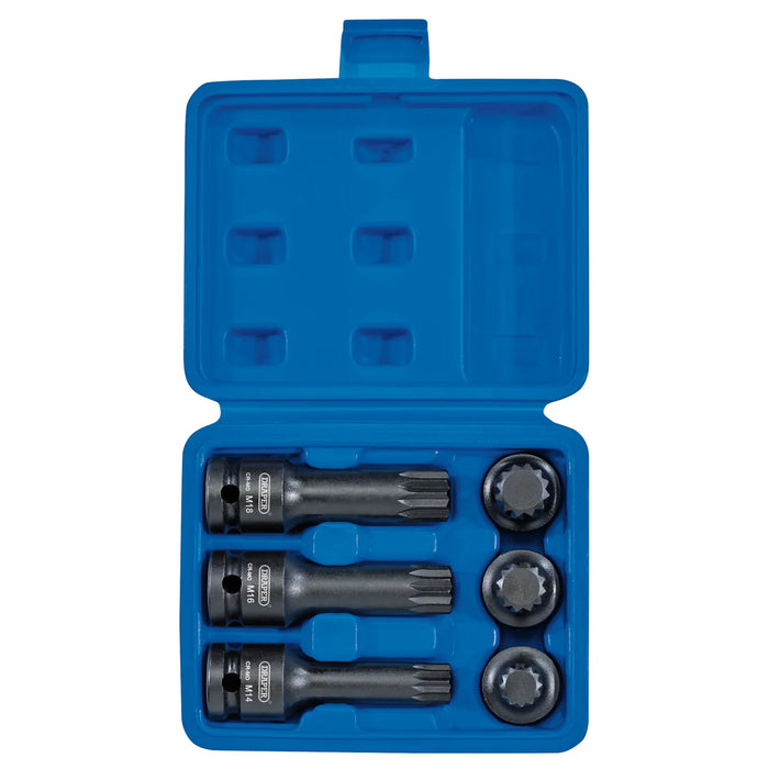 Draper Expert Impact Spline Bit Set, 1/2" Sq. Dr. (6 Piece) - ISS6