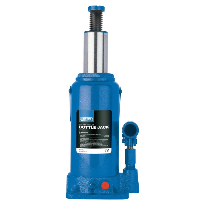 Draper High Lift Hydraulic Bottle Jack, 10 Tonne 13117 Draper - Town Tools 