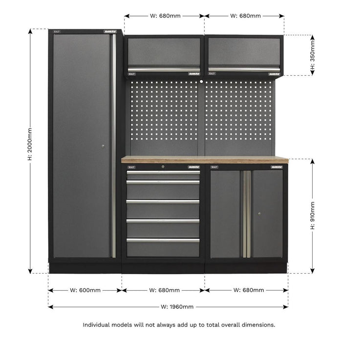 Sealey Superline Pro 2.0m Storage System Wood Worktop APMSSTACK02W Sealey - Town Tools 