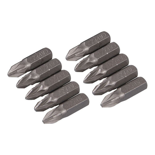 Silverline Pozidriv Cr-V Screwdriver Bits 10pk PZ2 Silverline - Town Tools 