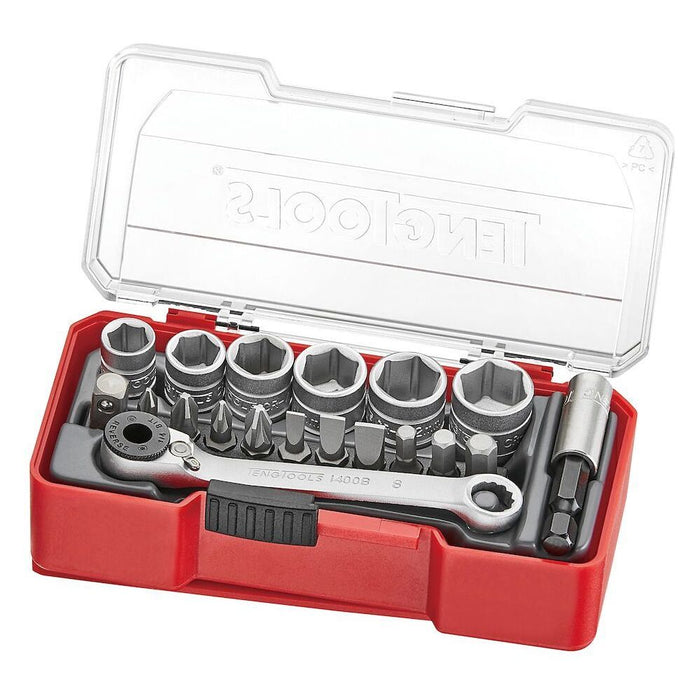 Teng Tools 1/4" Socket Set 6 pt With Belt Clip 19 Pieces Teng Tools - Town Tools 