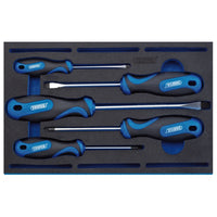 Draper Soft Grip Screwdriver Set in 1/4 Drawer EVA Insert Tray (5 Piece) 63400