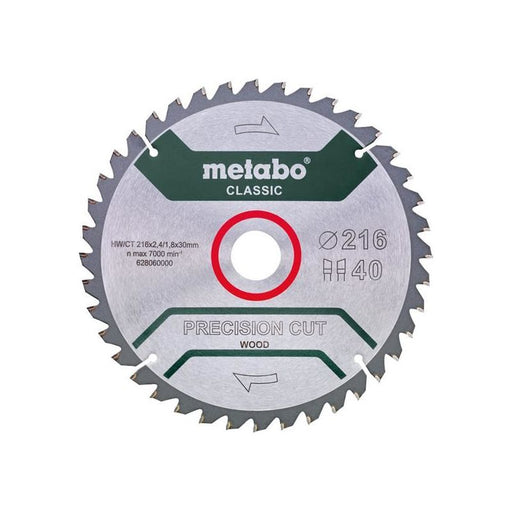 Metabo Precision Cut Wood Circular Saw Blade 216 x 30mm x 40T Metabo - Town Tools