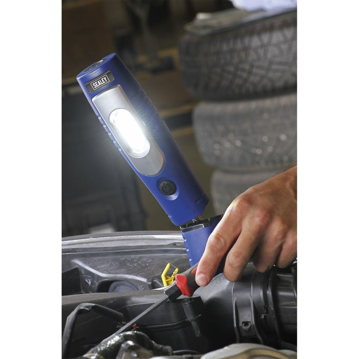 Sealey Rechargeable 360 Inspection Light 7 SMD & 3W SMD LED Blue Lithium-ion Sealey - Town Tools 