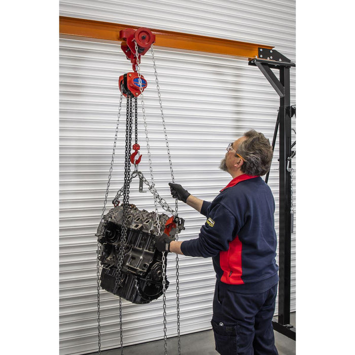 Sealey Portable Adjustable Gantry Crane with Geared Trolley Combo 1 Tonne Sealey - Town Tools 