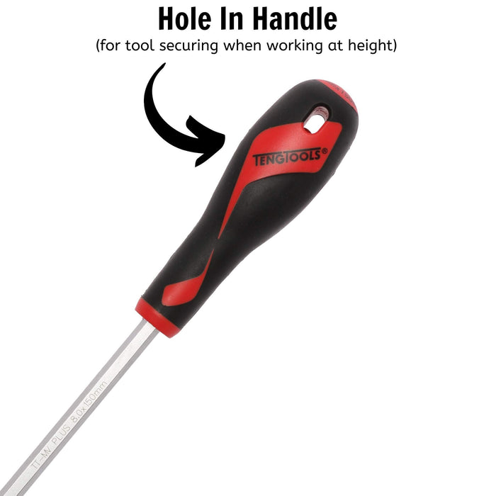 Teng Tools Flat Screwdriver 1.2 x 8.0 x 150mm XL Hex Shaft Teng Tools - Town Tools 