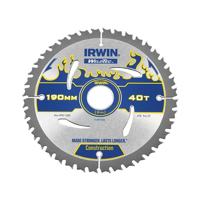 Irwin® Weldtec Circular Saw Blade 190 x 30mm x 40T ATB IRWIN® - Town Tools