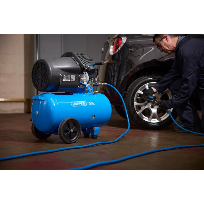 Draper 230V 50L Direct Drive V-Twin Air Compressor, 2.2kW/3HP - DA50/412TV
