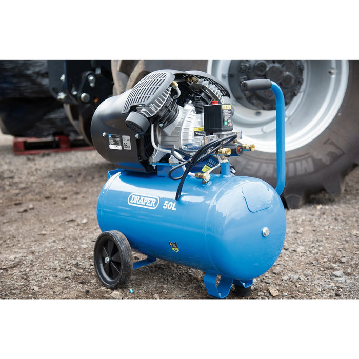 Draper 230V 50L Direct Drive V-Twin Air Compressor, 2.2kW/3HP - DA50/412TV