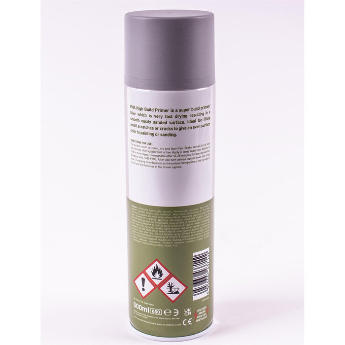 6x High Build Primer - 500ml Spray On Paint - Autotek Grey Aerosol High Coverage PMA - Town Tools 