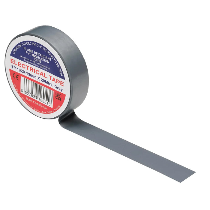 Non-Branded Grey PVC Electrical Insulation Tape, 19mm x 20m (Pack of 10)