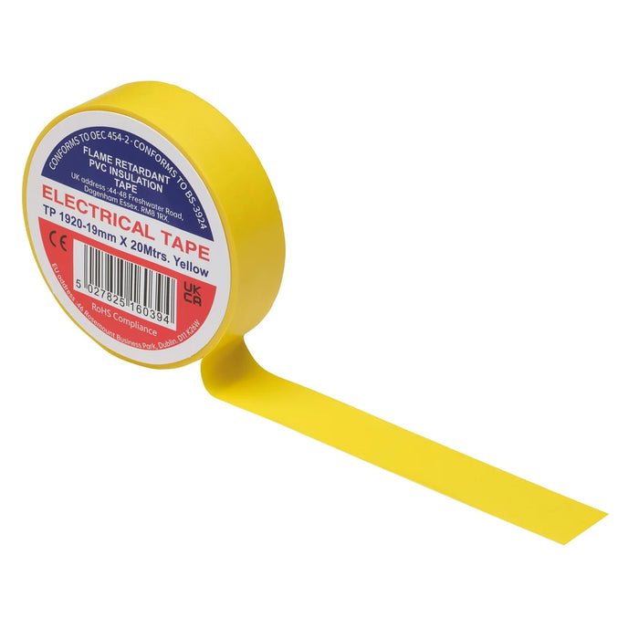Non-Branded Yellow PVC Electrical Insulation Tape, 19mm x 20m (Pack of 10)