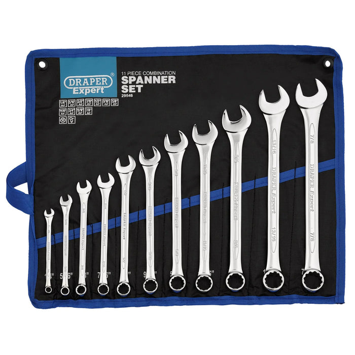 Draper Expert HI-TORQ® Imperial Combination Spanner Set (11 Piece) - 8220/11/AF