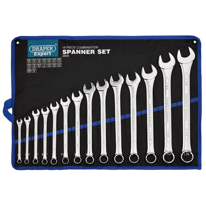 Draper Expert HI-TORQ® Imperial Combination Spanner Set (14 Piece) - 8220/14/AF