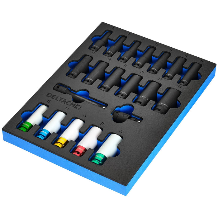 Bunker Impact Socket Set in EVA Foam Inlay, 1/2" (20 Piece) - DELTACH-561025