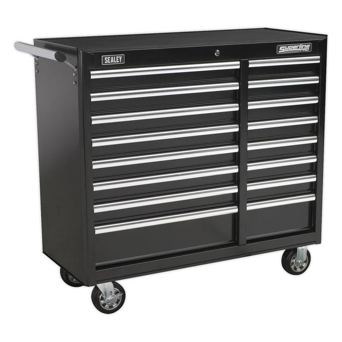 Sealey Rollcab 16 Drawer with Ball-Bearing Slides Heavy-Duty Black AP41169B Sealey - Town Tools 