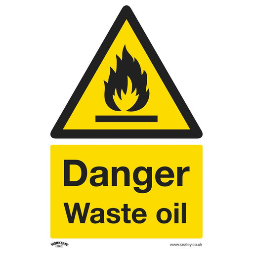 Sealey Warning Safety Sign Danger Waste Oil Rigid Plastic SS60P1 Sealey - Town Tools 