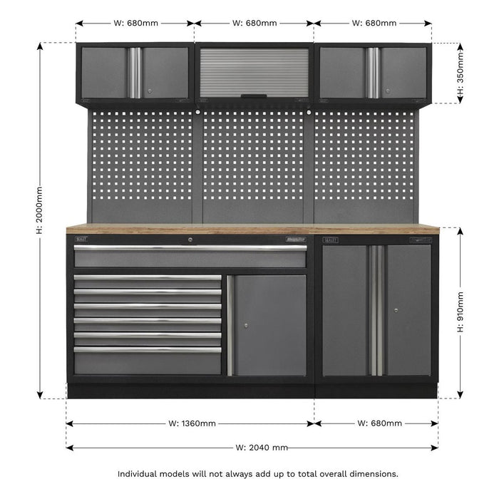 Sealey Superline Pro 2.04m Storage System Pressed Wood Worktop APMSSTACK11W Sealey - Town Tools 