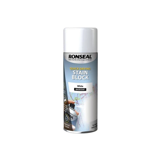 Ronseal Quick Drying Stain Block Aerosol White 400ml Ronseal - Town Tools