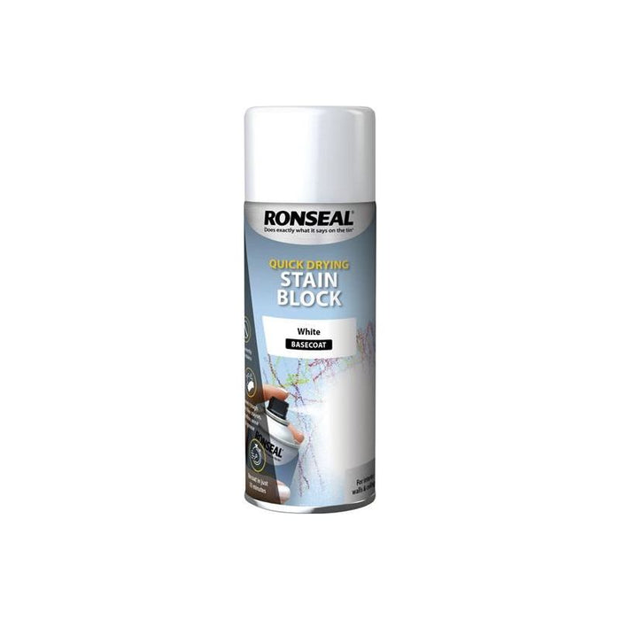 Ronseal Quick Drying Stain Block Aerosol White 400ml Ronseal - Town Tools