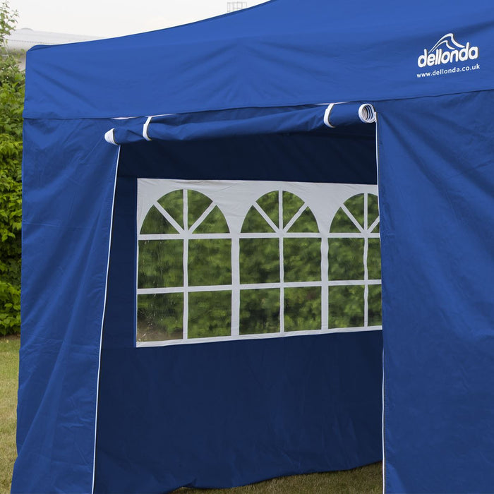 Dellonda 3x3m Pop-Up Gazebo & Side Walls Water Resistant Fabric - Blue