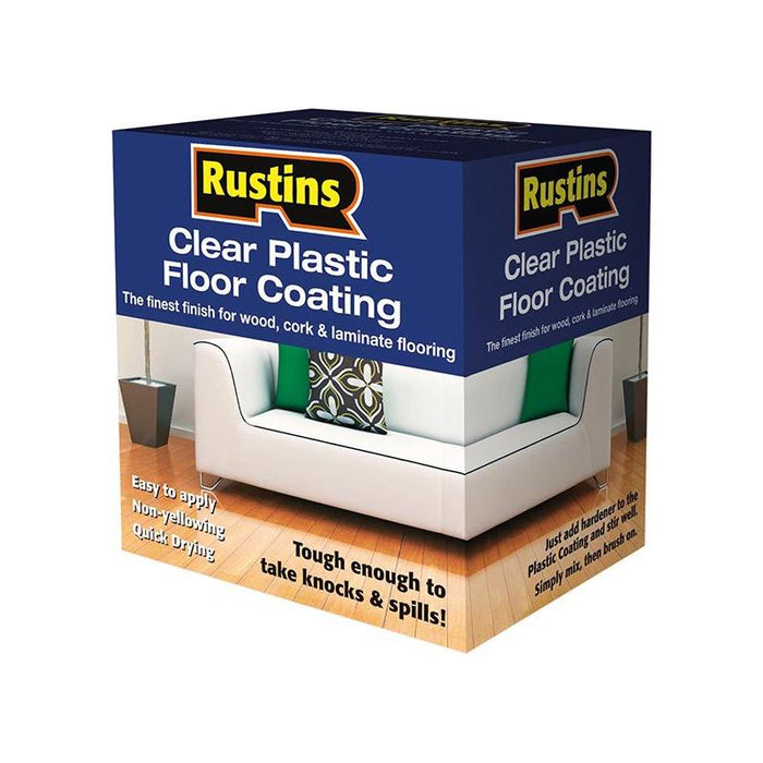 Rustins Clear Plastic Floor Coating Kit Satin 1 litre Rustins - Town Tools