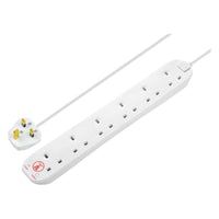 Masterplug Extension Lead 240V 6-Gang 13A White Surge Protected 2m