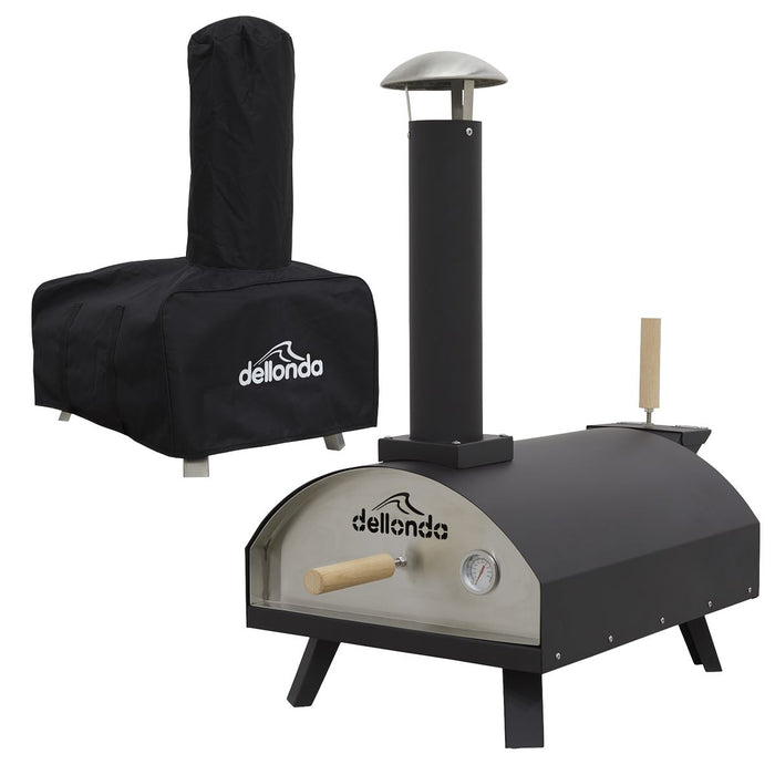 Dellonda Wood-Fired Pizza Oven, Pizza Peel & Cover 14" - Black DG218