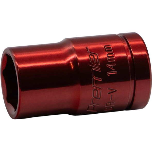 Sealey 1/2"Dr Coloured Socket 14mm (Red)