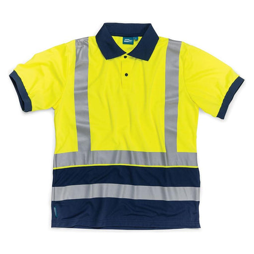 Tough Grit Hi-Vis 2-Tone Polo Shirt Yellow/Navy XXXL Tough Grit - Town Tools 