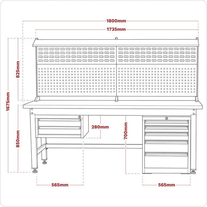 Sealey 1.8m Complete Industrial Workstation & Cabinet Combo API1800COMB02 Sealey - Town Tools 