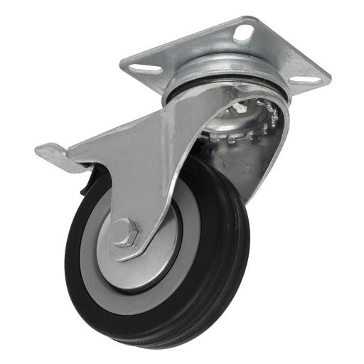 Sealey Castor Wheel Swivel Plate with Brake75mm SCW175SPL Sealey - Town Tools 