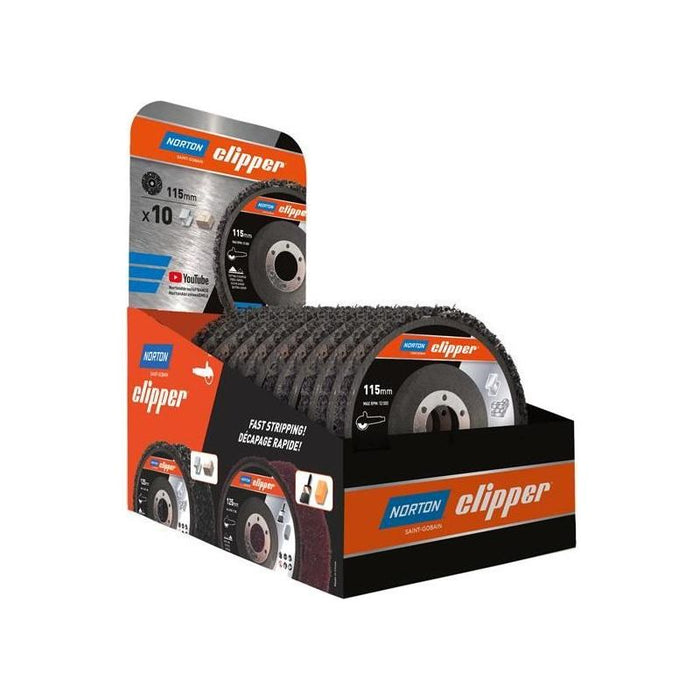 Norton Clipper 115mm Rapid Strip Metal Disc Counter Display of 10 Norton Clipper - Town Tools