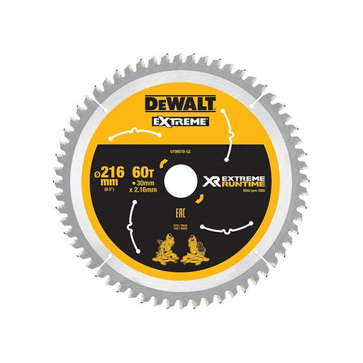 Dewalt Power Tools XR FlexVolt Circular Saw Blade 216 x 30mm x 60T DeWALT Power Tools - Town Tools
