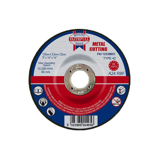 Faithfull Depressed Centre Metal Cutting Disc 125 x 3.2 x 22.23mm Faithfull - Town Tools