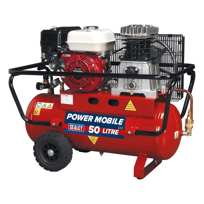 Sealey Air Compressor 50L Belt Drive Petrol Engine 5.5hp SA5055 Sealey - Town Tools 