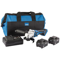 Draper D20 20V Brushless Angle Grinder, 115mm, 2 x 5.0Ah Batteries, 1 x Fast Cha