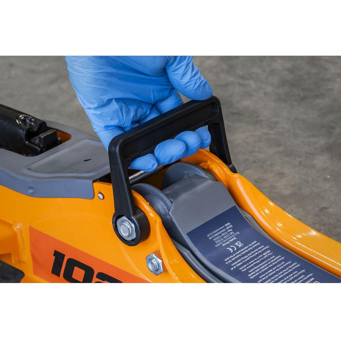 Sealey Low Profile Short Chassis Trolley Jack 2 Tonne - Orange 1020LEO Sealey - Town Tools 