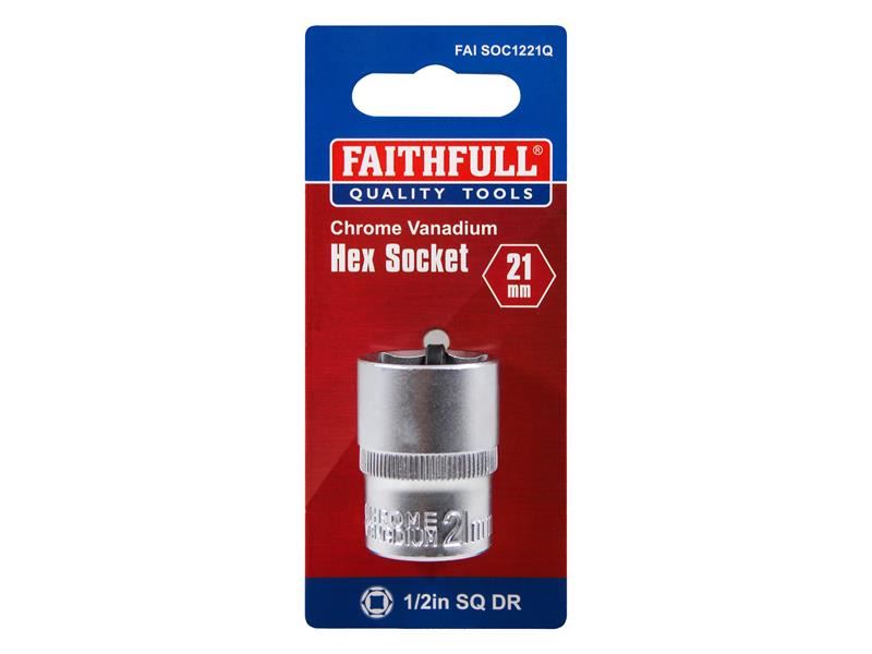 Faithfull Hex Socket 1/2in Drive 21mm Faithfull - Town Tools