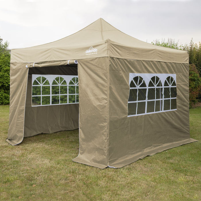 Dellonda 3x3m Pop-Up Gazebo & Side Walls Water Resistant Fabric  - Beige